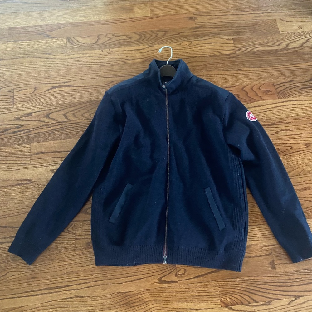 Holebrook Sweden Men's Navy Full-Zip Knit Jacket with Stand Collar